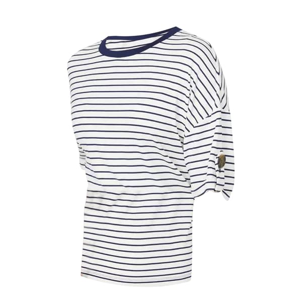 Principles Dame/Dame Kontraststribet T-shirt Hvid White 20 UK