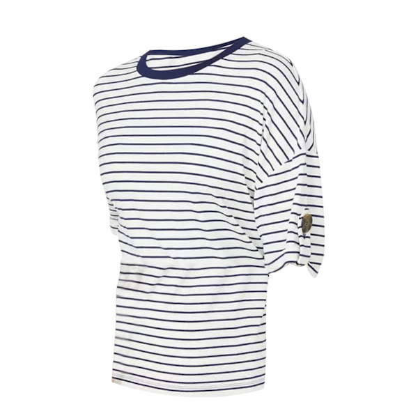 Principles Dame/Dame Kontraststripet T-skjorte Hvit White 12 UK