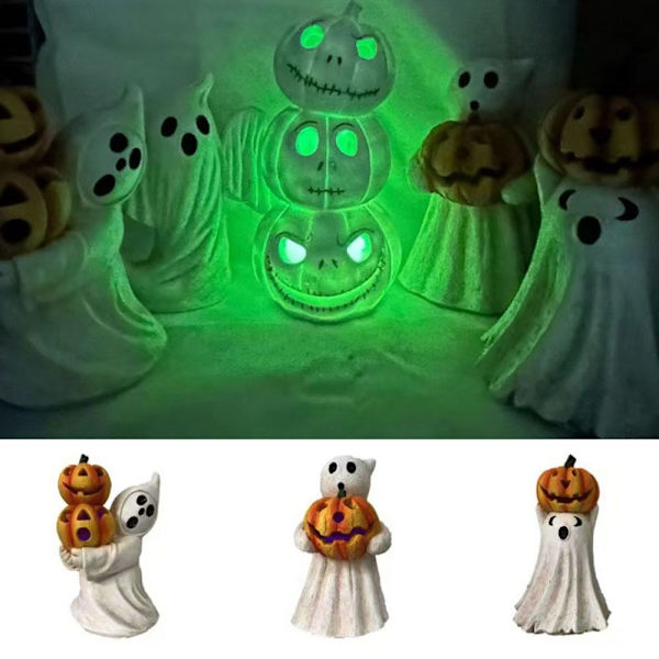 Halloween spøgelse græskar harpiks ornament spøgelse holder græskar