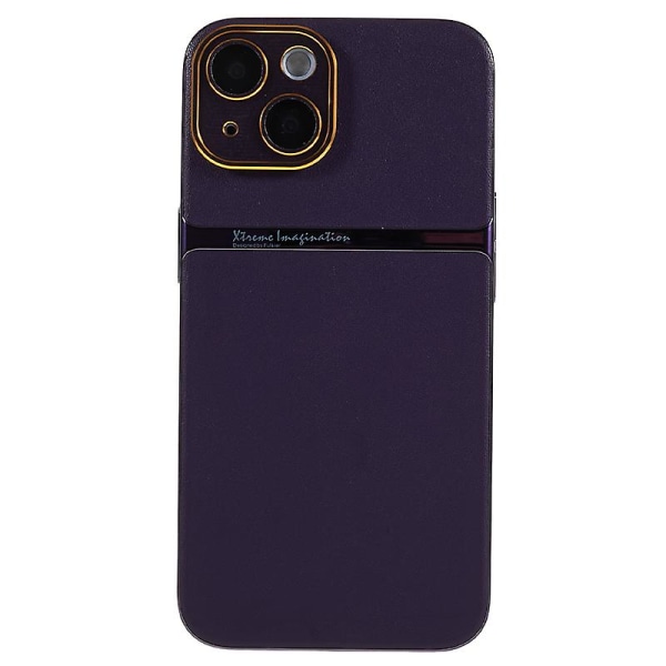 For iPhone 14 Plus PU Lær + PC Bakdeksel Slim Beskyttende telefondeksel Purple