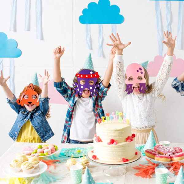 8 olika havsdjur filtmasker för födelsedagsfester för barn