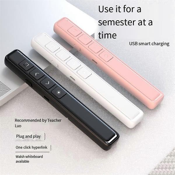 Trådløs sidevendingspenn USB-fjernkontroll Flip Pen for kontorundervisning Projektor PPT-presentatør Svart