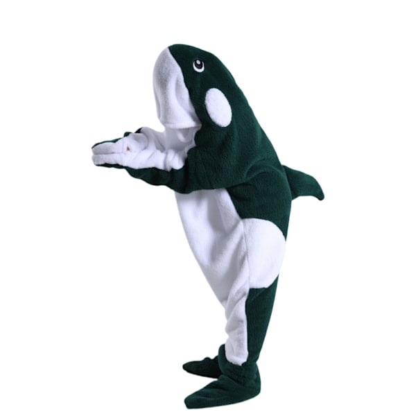 Hai-formet sovepose teppe tegneserie dyr jumpsuit flanell herre og dame hjemmeklær hai pyjamas Dark green whale qd Dark green whale 150