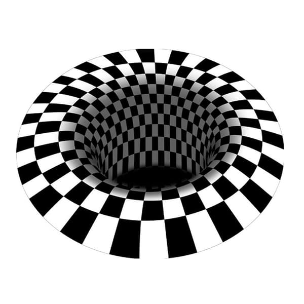 3D-printet Plaid Illusion Vortex Tæppe Gulvmåtte til stueindretning 160cm