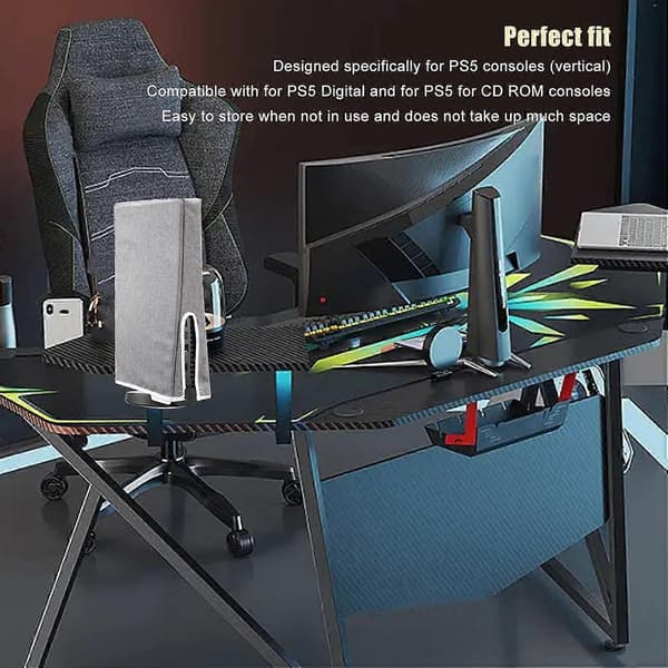 Dammskydd för PS5, Repfritt och Vattentätt Skyddsfodral för PS5 Digital Edition och Ultra HD Edition (Grå)
