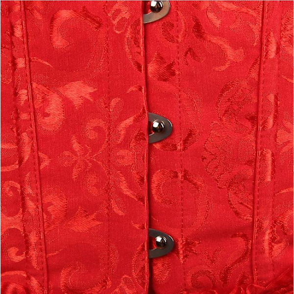 Jacquard vest shapewear, stropløs korset Red L