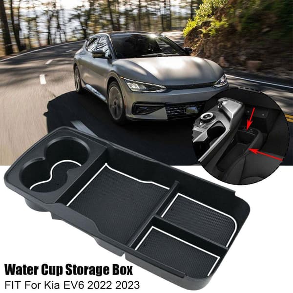 For Kia EV6 2022 2023 Svart Interiør Armlene ConsoleCentral Stor
