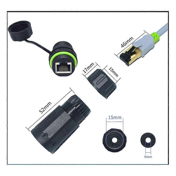 YXY RJ45 Docking-stik Ethernet Netværkspanelmontering Vandtæt IP68 Header Udendørs Bredbåndsnetværkskabel Forlænger
