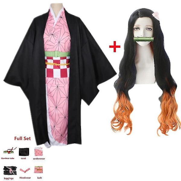 Anime Demon Slayer Kimetsu No Yaiba Cosplay Kostume Nezuko Kamado Kimono Uniform Halloween Tøj A3