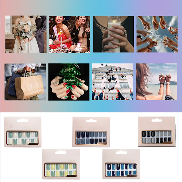 Color Press-On Manicure, Solid Color Mani style 1