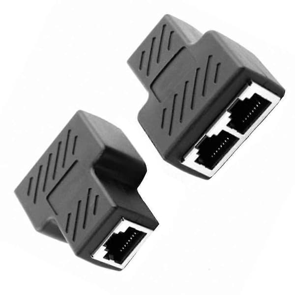 2 stk. internetkabelsplitter Ethernet RJ45-kabel dobbeltportstik netværkskabelopdelingskonverter