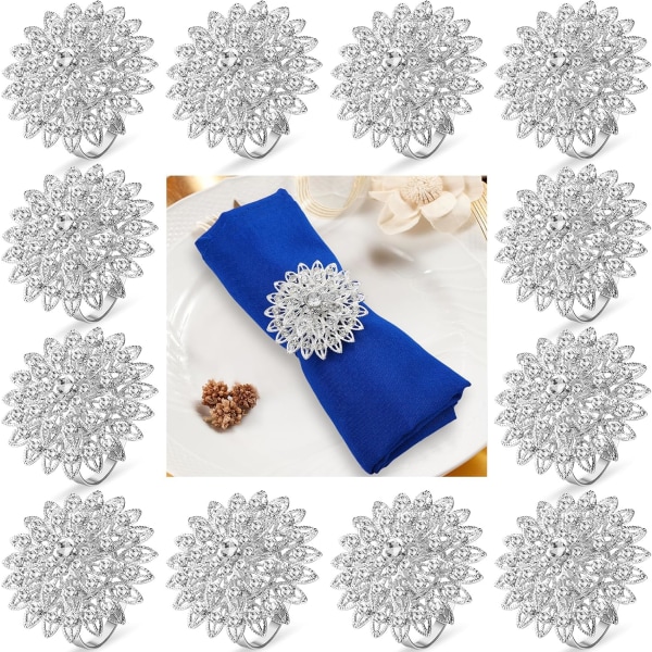 Blomst Serviettringer Legering Blomstrete Rhinestone Servietter Ringer Krystall Rhinestone