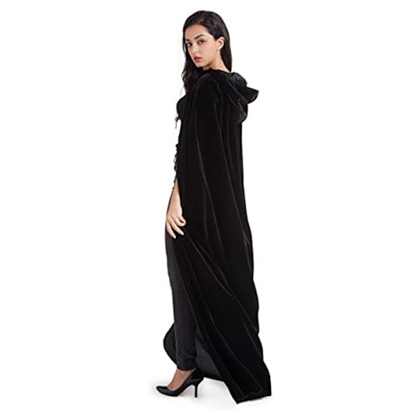 Hooded mantel Unisex vuxen mantel med huva Halloween jul Black M