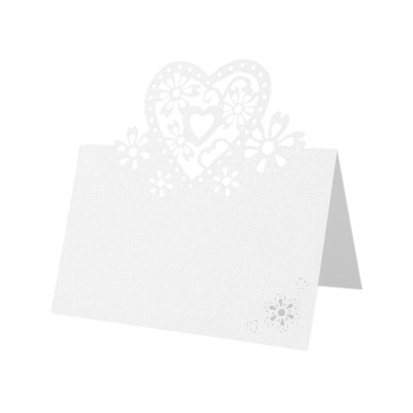 100 kpl Pöytänimi Paikka Rakkaus Sydän Hääjuhla Helmiäiskortti White 100 PCS