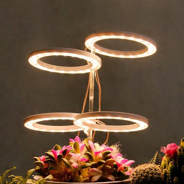 #3 Ringe, Plant lampe 1-4 ringlys hoved, fuldt spektrum, dæmpbar, #
