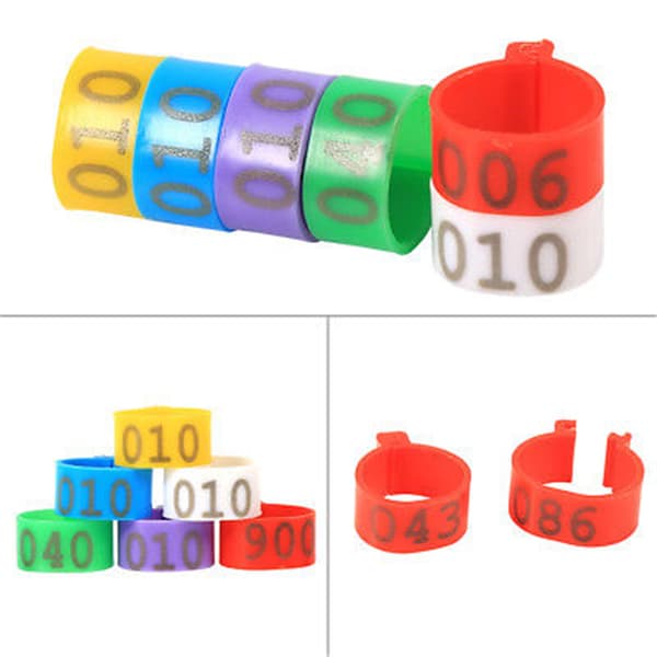 100X 16 mm Clip On Ben Band Ringar för kycklingar Ankor Höns Poultr Blue