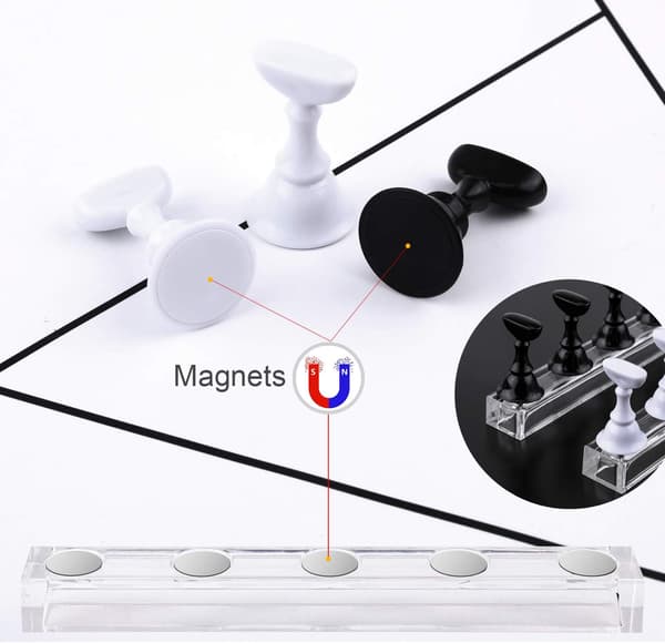 (Svart+hvit) Magnetisk løsnagelhoholder, komfortabel akrylnegl
