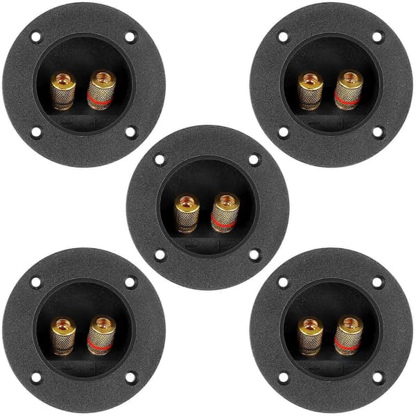 5 stk. DIY Hjemmebil Stereo 2-vejs Højttalerboks Terminal Binding Post Runde Fjederkopstik Subwooferstik (Sort)
