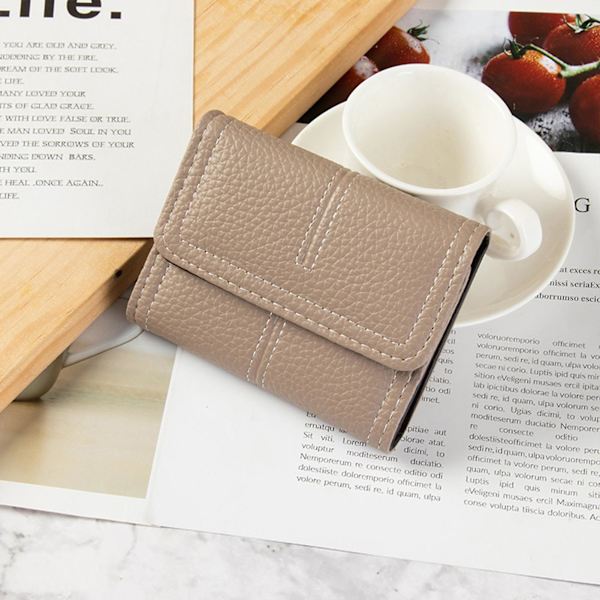 Kreditkortshållare Bärbar Bekväm mjukt konstläder Multi Pocket Dam Kortförvaringspåse Kontorsanvändning Mengxi Grey