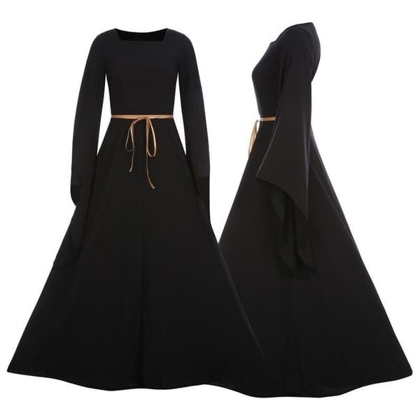 Halloween Medeltida Lång Maxiklänning Gothic Cosplay Kläder purple white