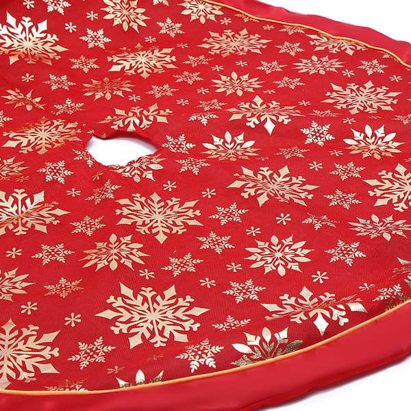 48\" suuri joulukuusenalus Bronzing Snowflake, punainen