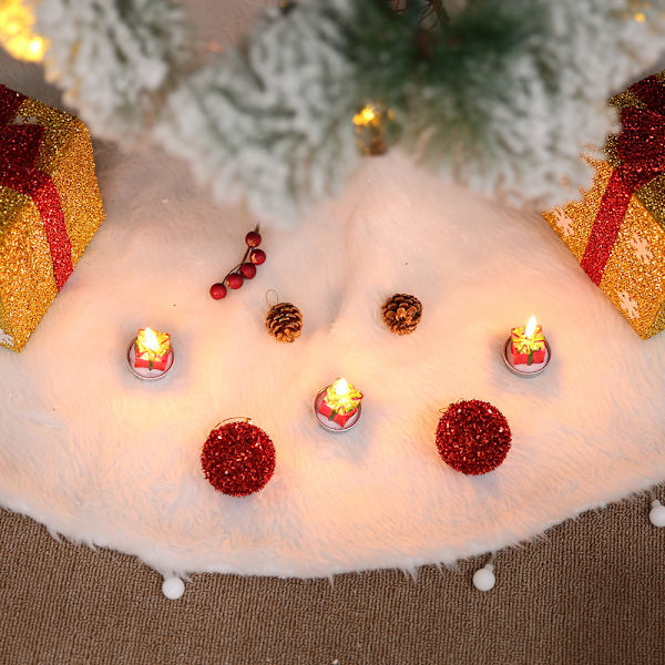 Pure White Plysch Julgranskjol - Liten 78cm, Julgran