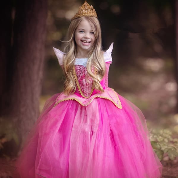 Tornerose Gallakjole til piger Halloween Party rosered 3-4Years