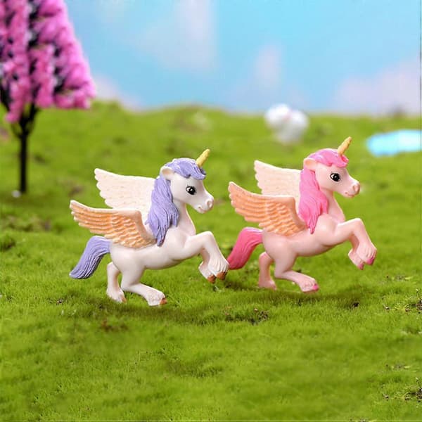 6 st Mini Enhörningsprydnader Miniatyrdjursfigurer Trädgårdsenhörningsmodeller