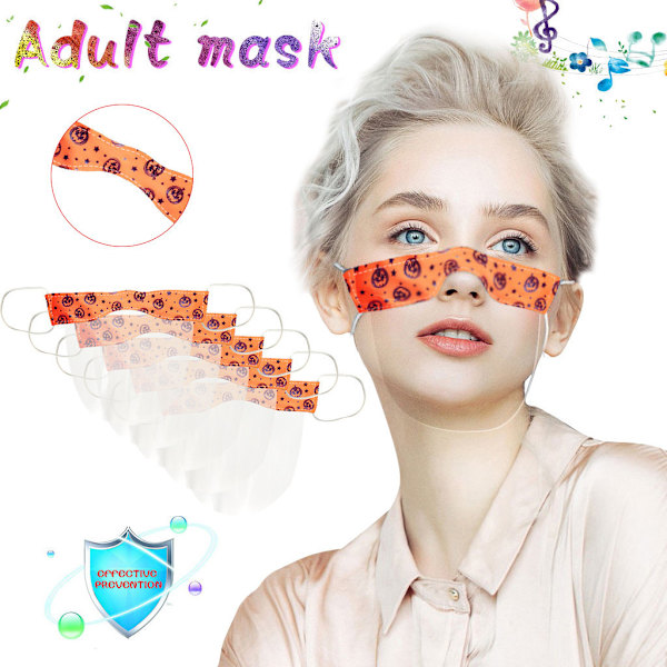 5PC Halloween printed synlig transparent mask Sunmostar