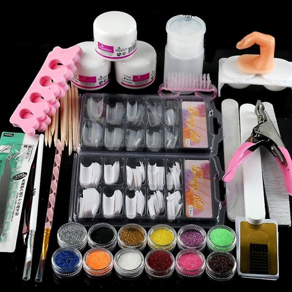 Akryl nagelsats med UV-ljus och akrylpulver set Akrylborsteverktygssats nails-tool-set