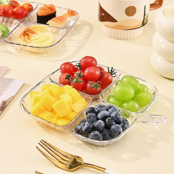 Husholdningsdelt tallerken, multifunksjonell tallerken for matlaging, oppbevaringstallerken for snacks og frukt, hvit