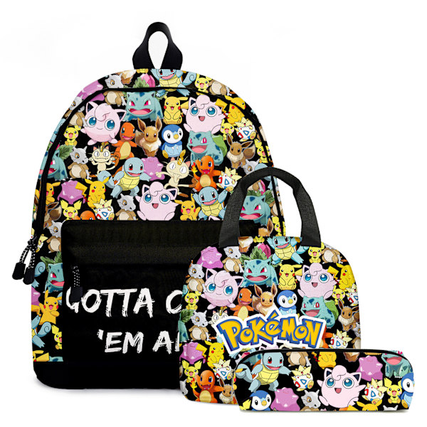 PikachuPokémonPokemonCartoonAnimeSkolväska Tredelad 9