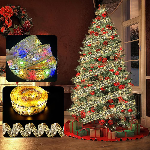 4/5/10/27m Juldekoration Dubbelvägg LED Light Bar Colorful Light Silver(4M)