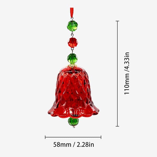 Kristallikello ikkunakoriste, 110mm, punainen joulutuulikello