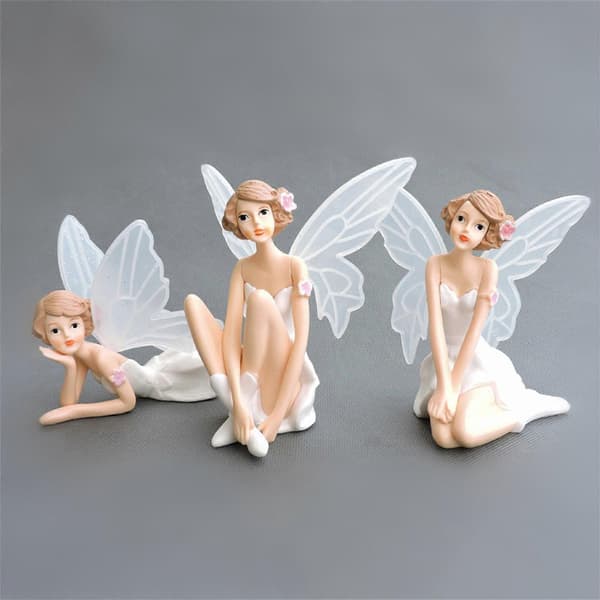 3 stk/sett bedårende engleformet statuedekor realistisk søt PVC kake-topper til fest