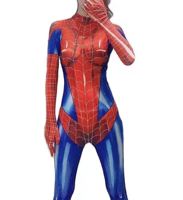 Kvinder Edderkoppemønster Bodysuit Halloween Superhelt Pige Cosplay XS