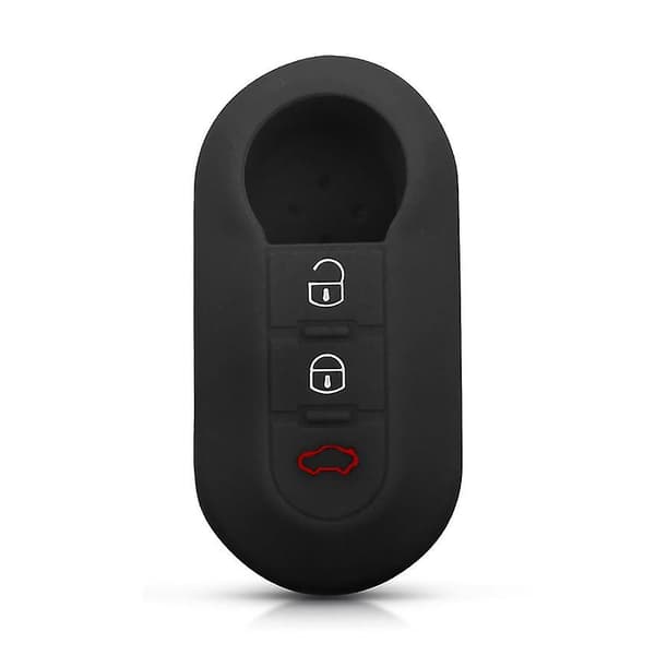 Silikon 3-knapps bilnøkkelveske Fiat Svart