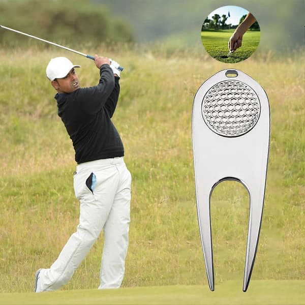 Multifunktionelt Golf Divot Værktøj Golfkølle Rensebørste Rustfrit Kompakt Størrelse Bærbart Zinklegering Golf Divot Værktøj