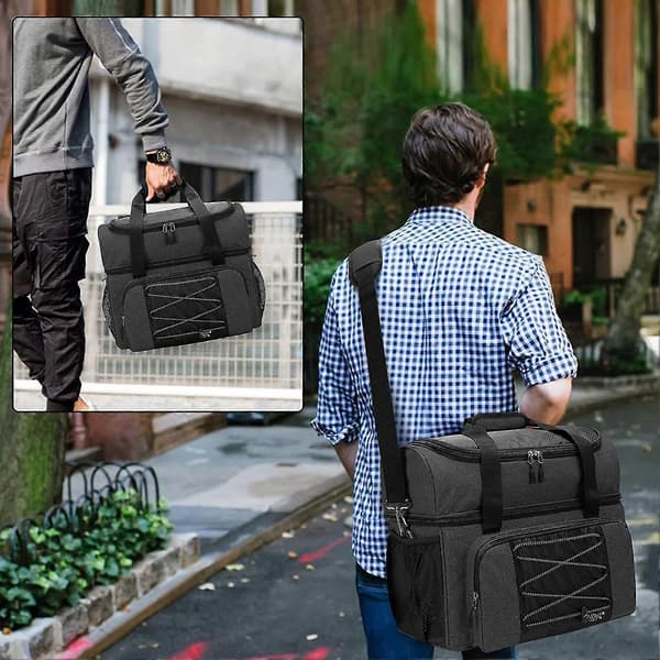 Bowlingbag for 2 kuler, bærbar bowlingbag med polstret kuleholder for dobbelkule og par bowling sko opp til herre 16