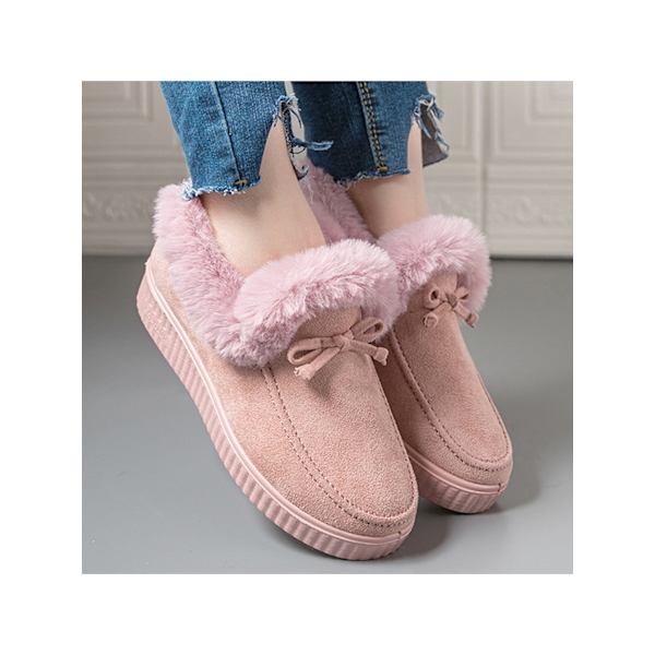 Mode Kvinder Non On Mokkasiner Plysforede Hold Varm Loafers Rosa US 6