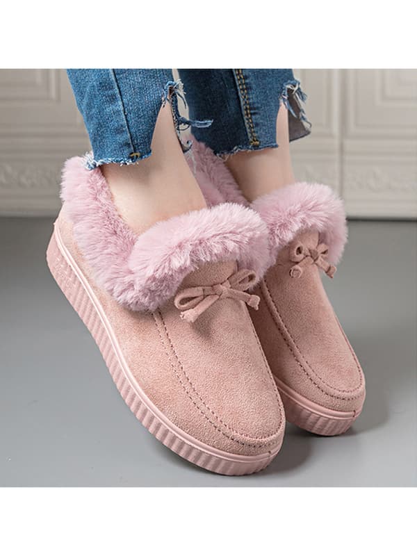 Mode Kvinnor Non On Mocassins Plyschfodrade Håll Varm Loafers Rosa US 6
