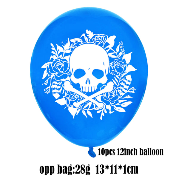 2-PACK Mexikansk Day of the Dead Animal Skull Ballong Flagga Flagga Day of the Dead Dekorationstillbehör för Halloweenfest 10 blue