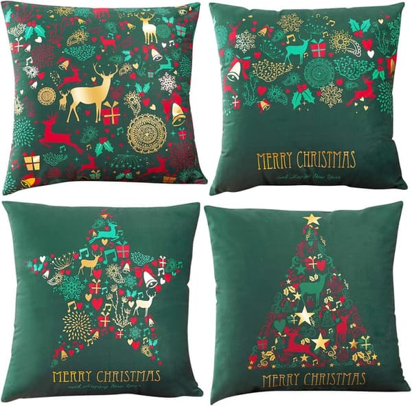 4 pièces de housese de coussin de Noël, canapé, voiture,