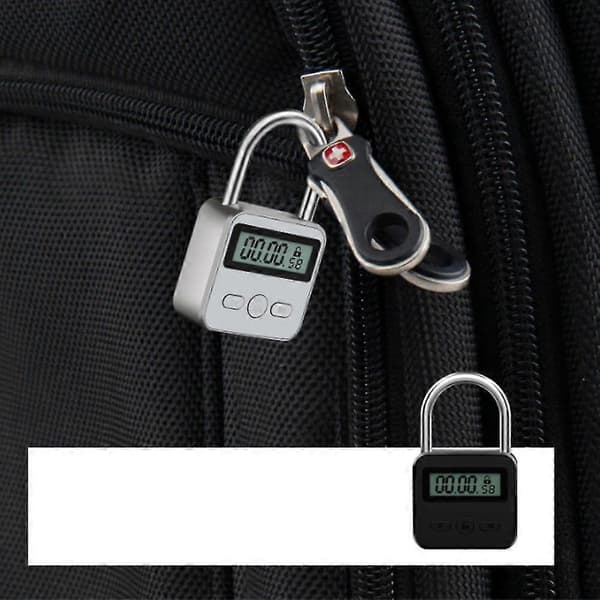 Metall Timer Lås LCD-skjerm Multifunksjon Elektronisk Tid 99 Timer Maks Tidtaking USB Oppladbar Ti-Good