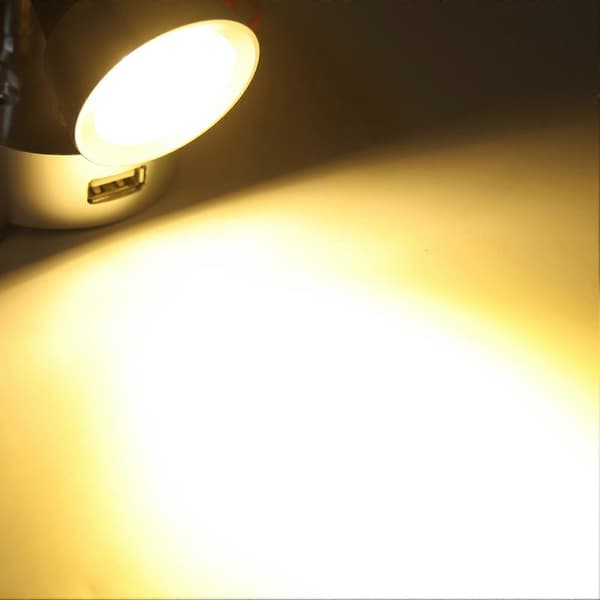 LED RV sengelampe med USB-opladningsport, berøringskontakt, dæmpbart lys til DC 12 til 24V biler, både, sølv