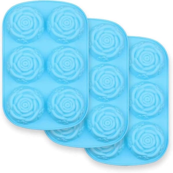 6-hulrom Silikon Blomsterform, Sett med 3 stk Non-stick Matkvalitets Silikongave