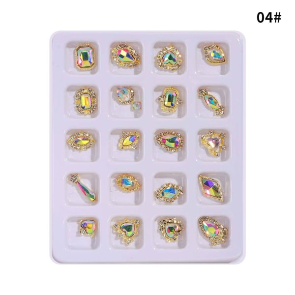 20st 3D Legering Nail Art Hantverk Strass Berlocker Glänsande platt rygg Nagel Kristall Gems Set Manikyr Nailsmycken Diamanter 1