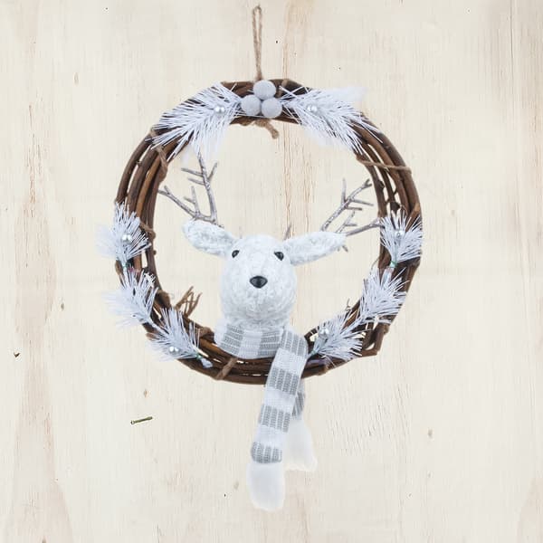 Ytterdörr Jul Rotting Ring Vit Rengarland Dekor