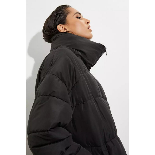 Dorothy Perkins Dam/Dam Vadderad lång lång kappa  Svart Black M