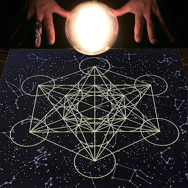 Metatrons Terning Krystal Grid Alter Tarotdug Dug Fløjl Astrologi Tarot Spådomskort Borddug Gobelin 60*60cm